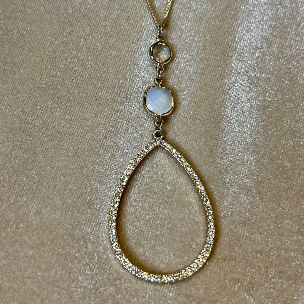 Pendant faux moonstone with CZ in shape.